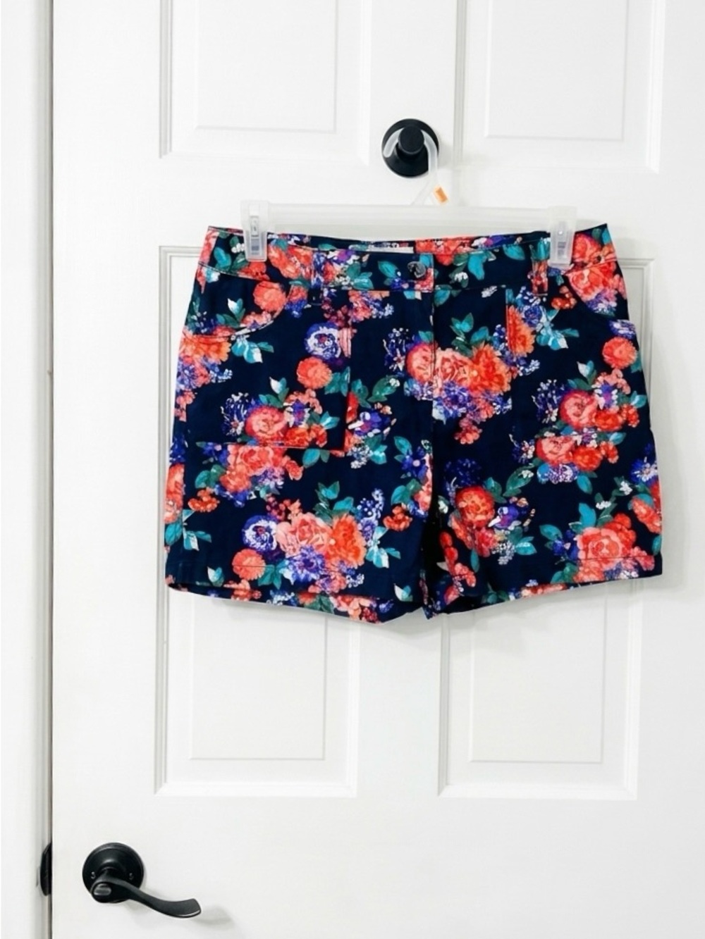 Floral Black Women's Shorts with Vibrant Garden Print